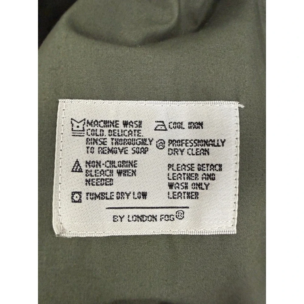 London Fog Limited Edition Trench Coat 38 Reg Olive Green Belted Leather Collar